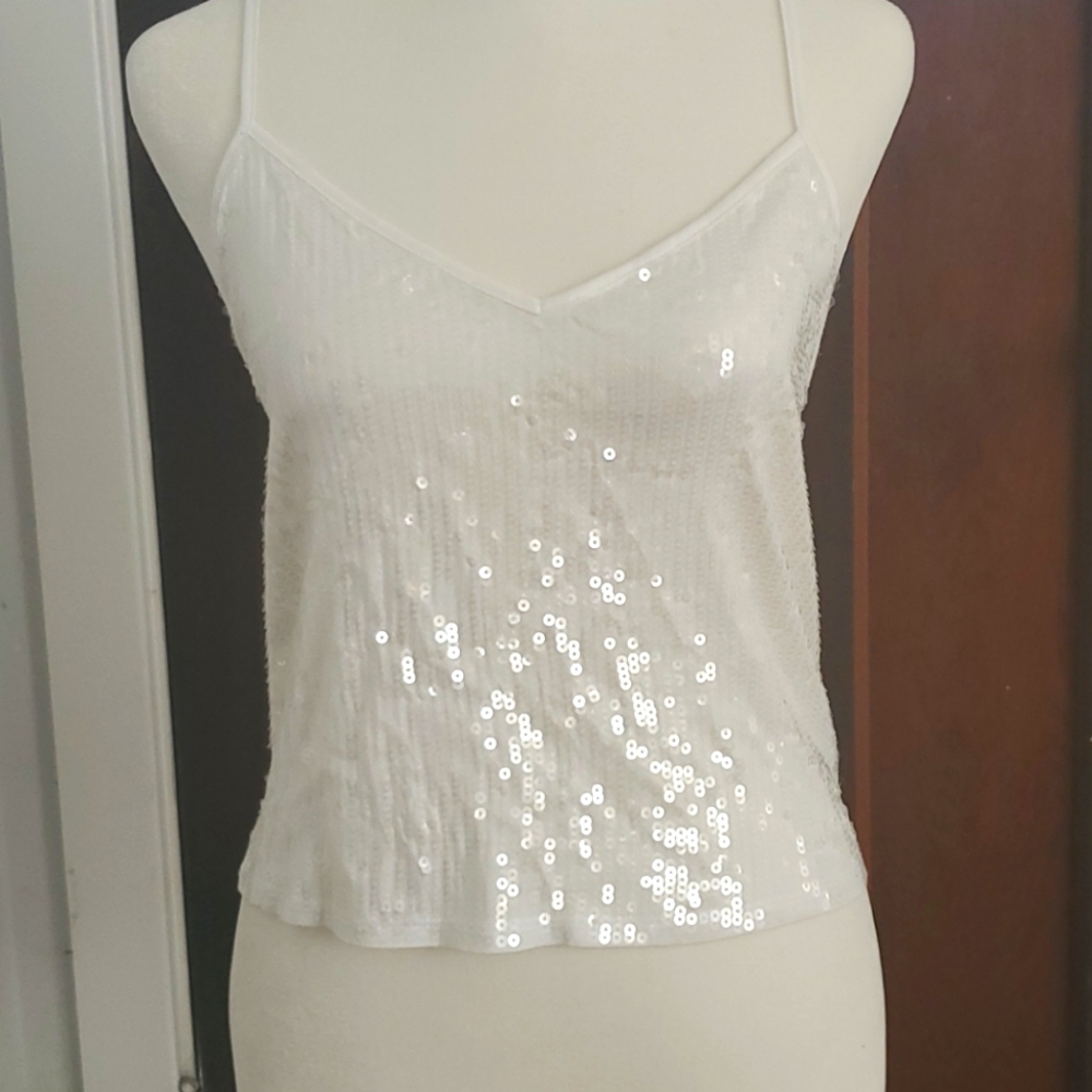 Express white sequins cami NWT